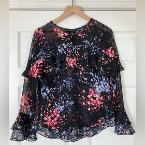 EUC WHBM floral bohemian blouse size 2